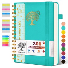 Spiral Notebook Journal for Women Men, 300 Numbered Lined Pages, College Ruled,