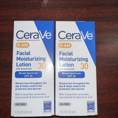 2 - CeraVe AM Facial Moisturizing Lotion 2 Oz Each SPF 30 Exp 11/2027