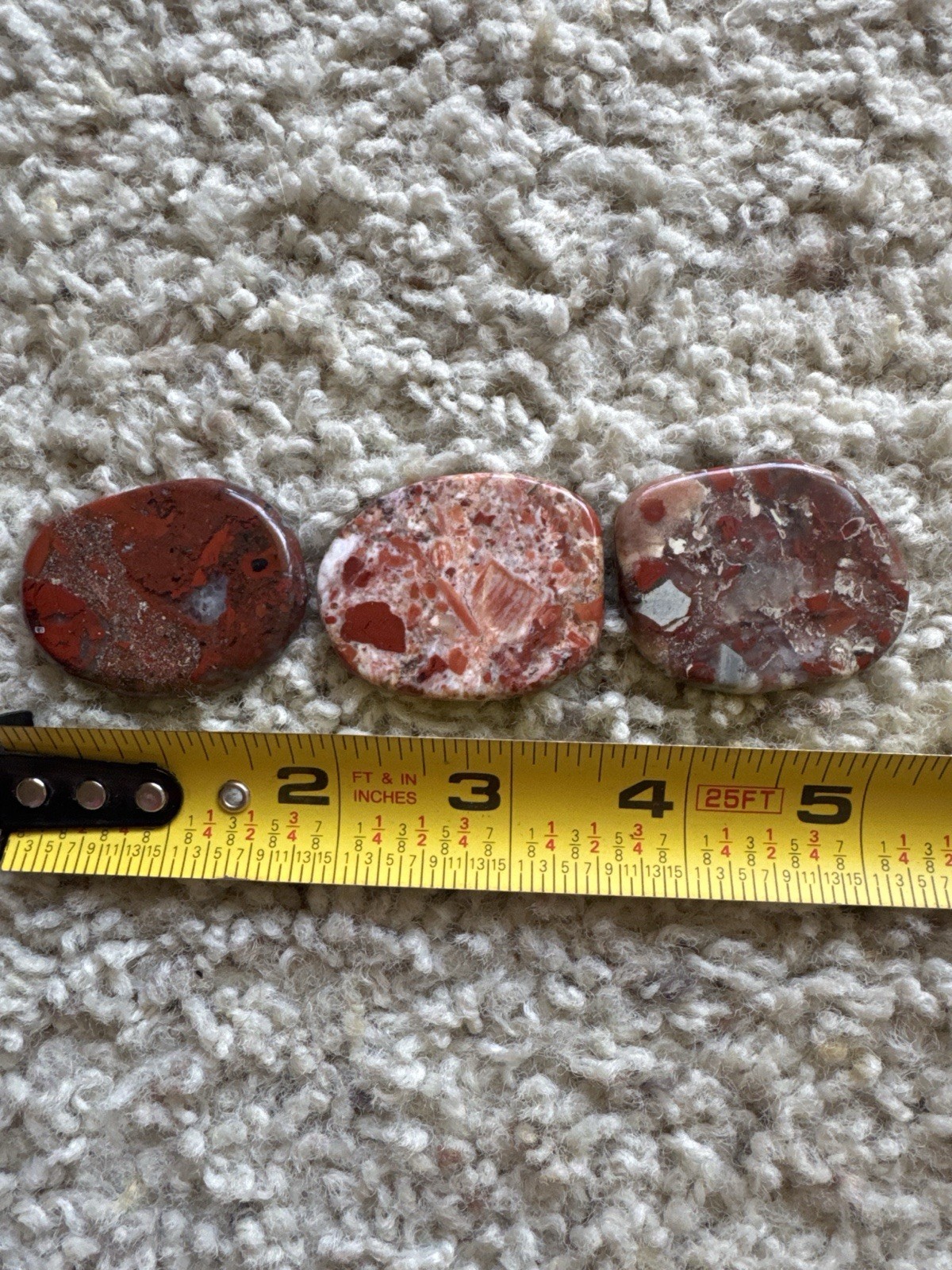 3 Polished Red Jasper Worry Stones – Healing Crystals for Stress Relief