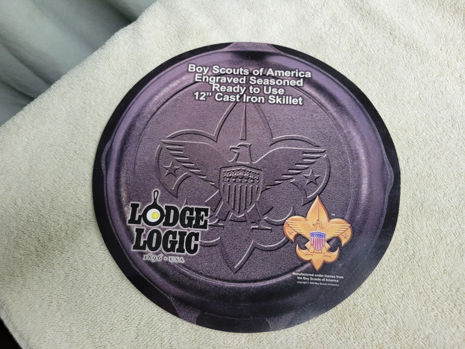 Lodge 12" Cast Iron Skillet Boy Scouts Of America Paper Label Only RARE