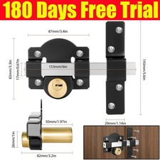 5cm Long Throw Gate Lock Double Sided w/ 5 Keys Stainless Steel for Wooden Gates