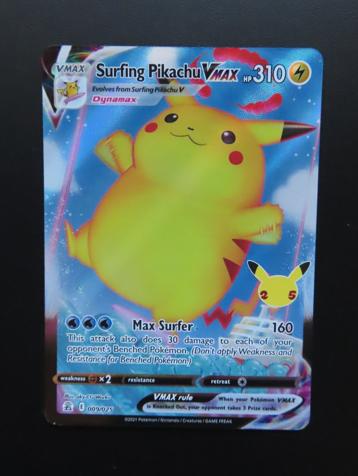Pokemon Surfing Pikachu VMAX Celebration 9/25 NM