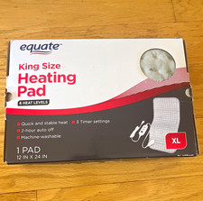 Equate King Size Electric Heating Pad 12x24 White 6 Heat, Timer, Auto-Off