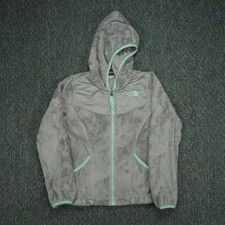 The North Face Jacket Girls Medium Gray Oso Hoodie Full Zip Pockets Hooded Youth