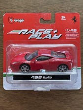 Bburago Ferrari 458 Italia Race Play Diecast Car 1:43 Scale Red New, Damage Pkg