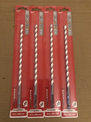 4 x Milwaukee 8,0 mm x 260 mm Multi Material Bohrer 4932471105 Brandneu