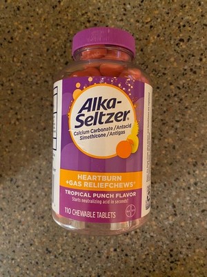 Alka Seltzer Heartburn + Gas Relief Chewable Tablets, Tropical Punch, 110 Count