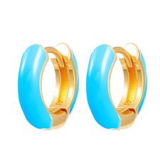 Colorful Enamel Small Hoop Earrings Gold Plated Bohemian Charm Pink Thick Mini R