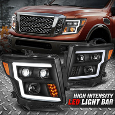 For 16-24 Nissan Titantitan Xd Dual Projector Led Headlights W Drl Tube Black For 16-24 Nissan Titantitan Xd Dual Projector Led Headlights W Drl Tube Black