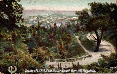 Online of LVRR East Mauch Chunk from Mt Pisgah Pa 1908 postcard a149