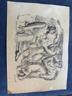 pablo picasso painting drawing on old paper signed stamped