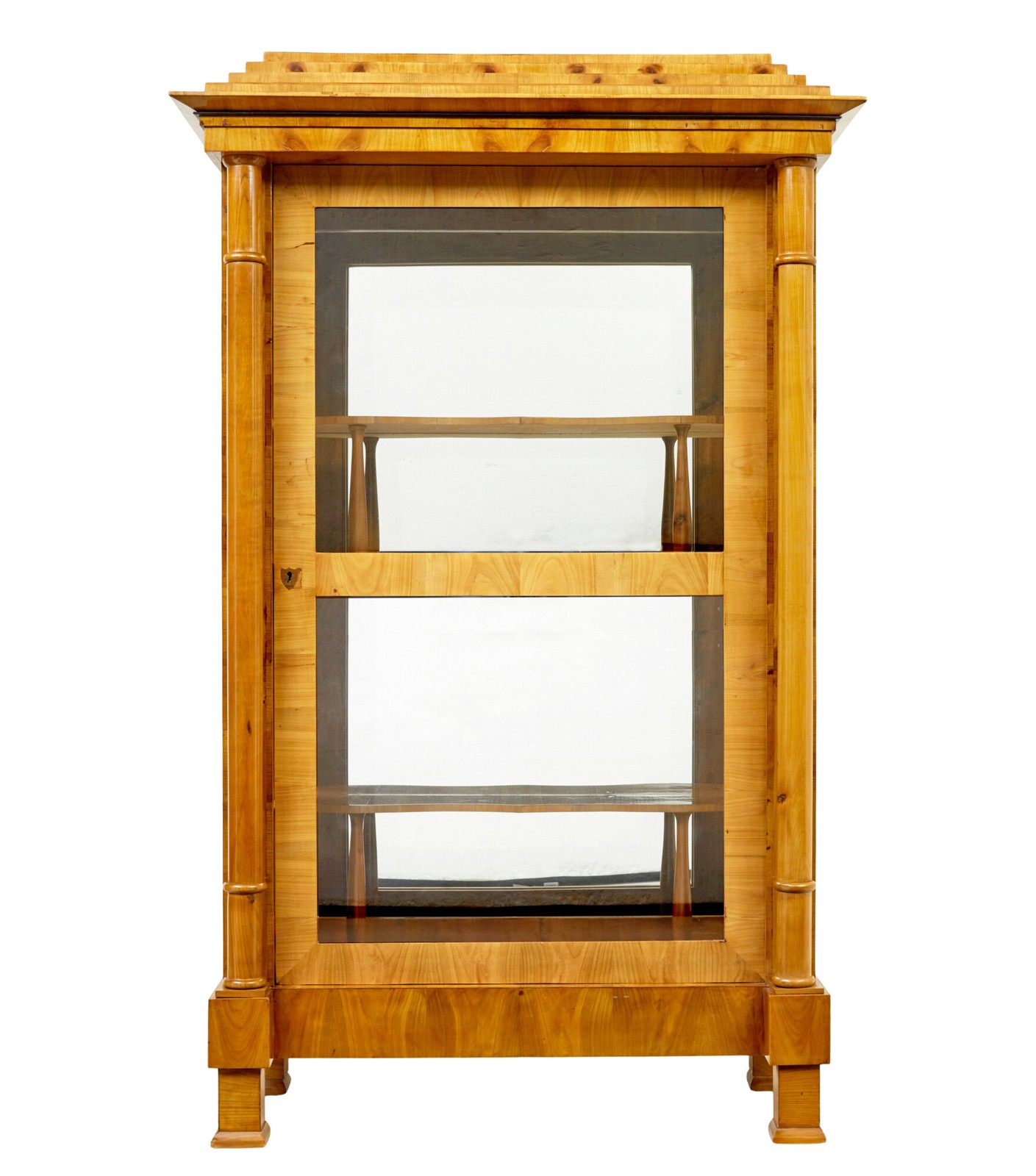 FINE PAIR OF BIEDERMEIER GLAZED ELM DISPLAY CABINETS