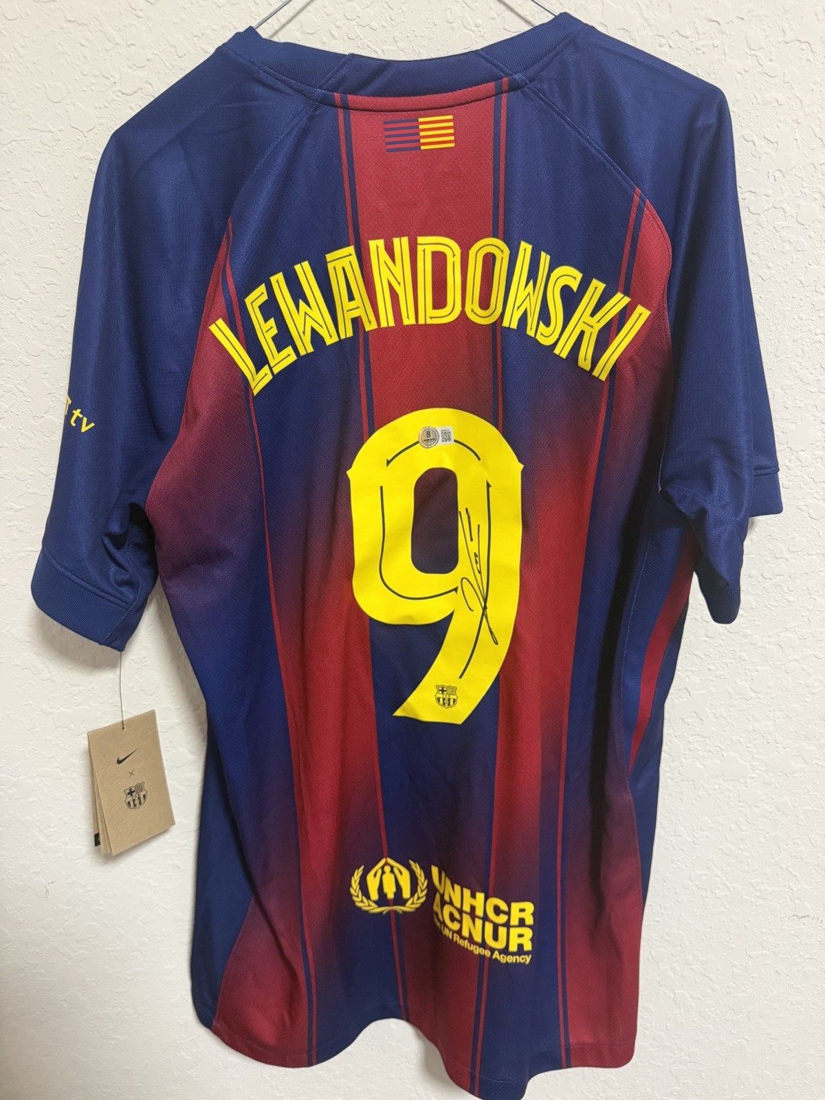 Robert Lewandowski Signed FC Barcelona #9 Soccer Jersey Original