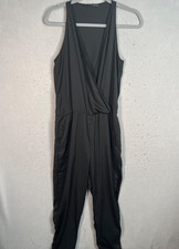 Zara Trafaluc Black Sleeveless Wrap Jumpsuit Small Polyester Viscose Blend Women