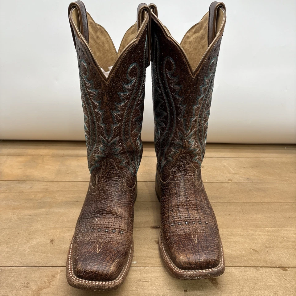 Botas Ariat Western Mujer Talla 8B Estilo 10027365 Marrón Turquesa Costuras VER Foto 2 de 4