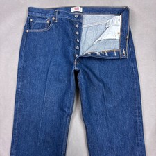 Levis 501 Jeans Mens 36x28 Blue Button Fly Denim Pant Faded Dark Wash Tag38x30 