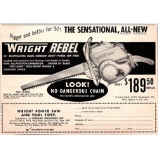 Wright Power Saw and Tool Corp. Wright Rebel Louisville KY 1957 Ad SAI2-4