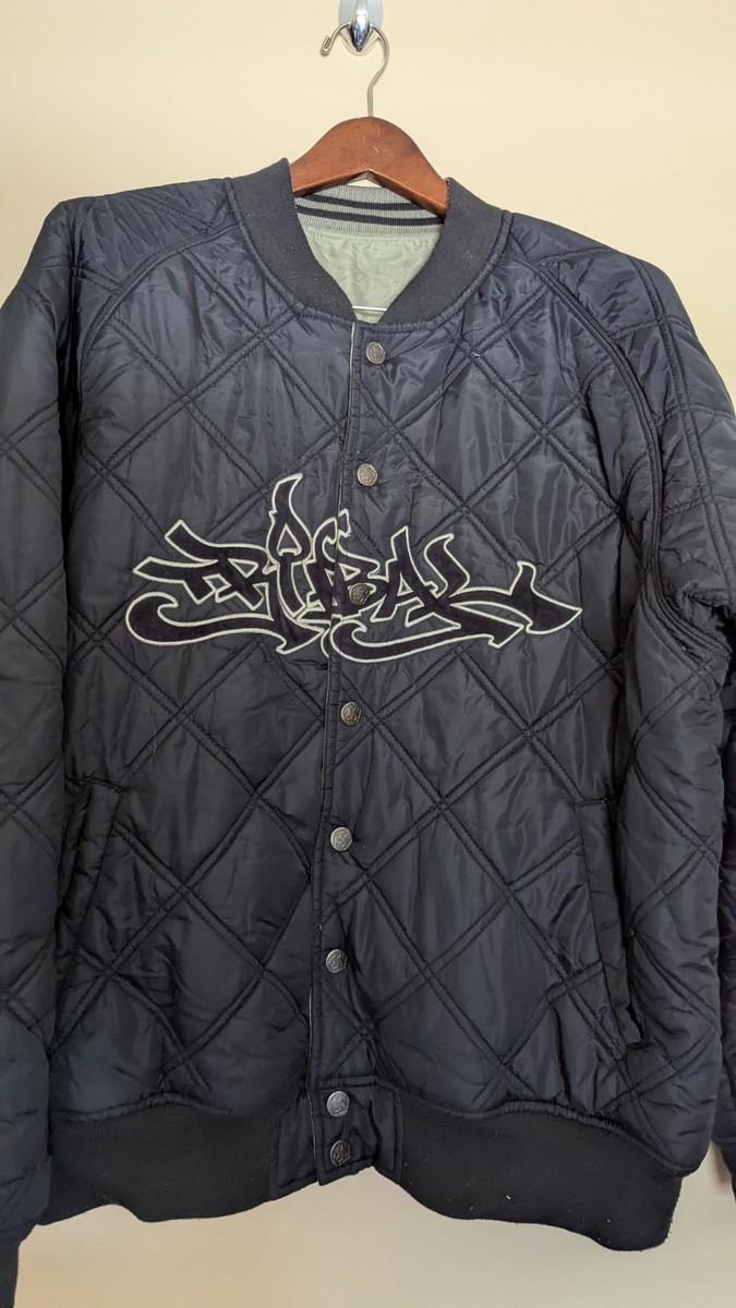 Vtg Tribal Gear Reversible Jacket Bomber mr.cartoon Sz L 25x27