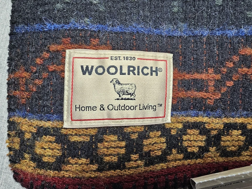 Woolrich Home Outdoor Wool Blend Sherpa Throw Blanket 50x60 Deer Trees USA Lodge - Image 2 of 4