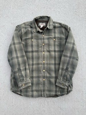 L.L.Bean Katahdin Iron Works Fleece Lined Flannel Shirt Jacket - Mens Large