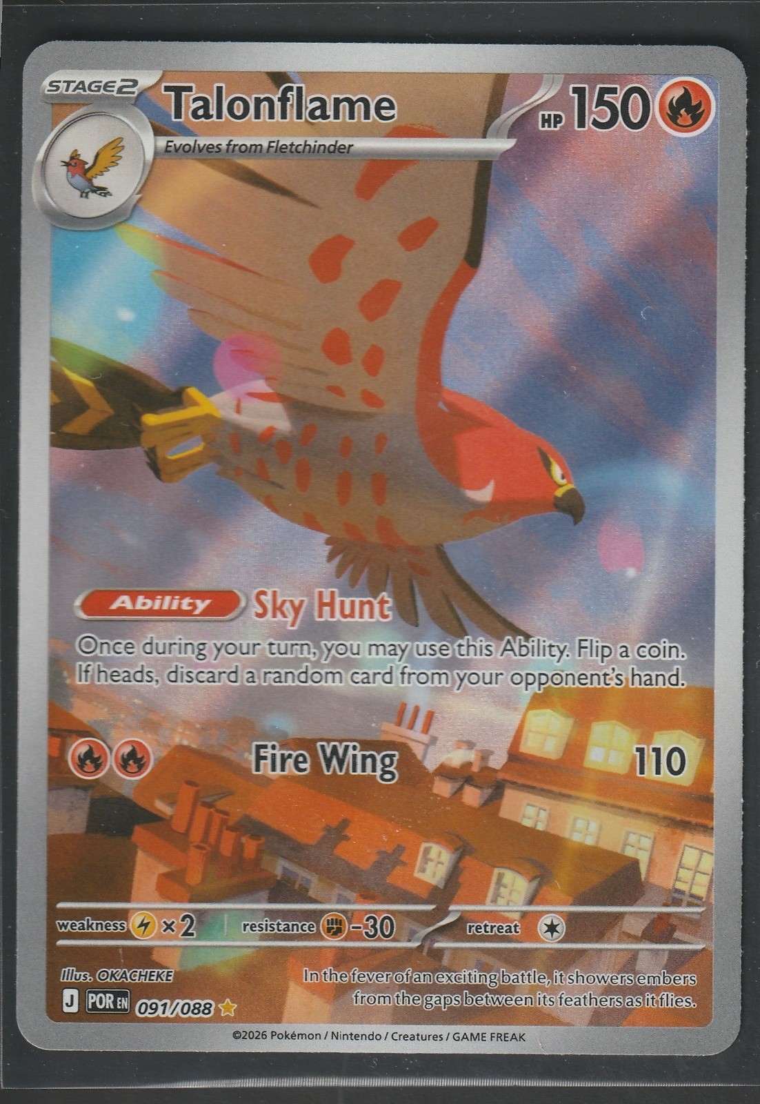 Talonflame Holo Illustration Rare ME03: Perfect Order 091/088 NM