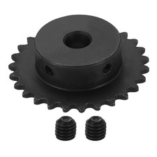 25 Chain Roller Sprocket 10mm Bore 27 Tooth with Set Screws Black