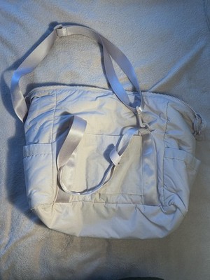 Women s Ivory Quilted Shoulder Bag w/ Adjustable Detachable Strap, Zip, Pockets