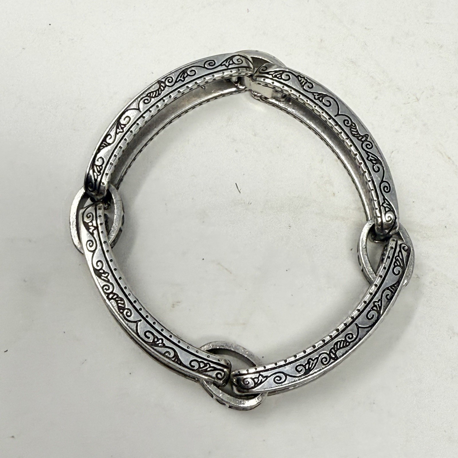 BRIGHTON Open Scrolled Rectangle Silver Tone Link… - image 8