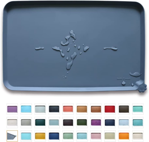 Hoki Found -Waterproof Pet Feeding Mats with High Lips- Multiple Size and Colors - Picture 1 of 6