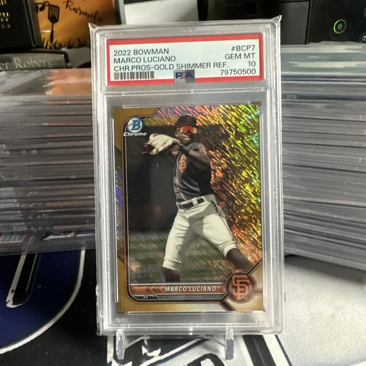 2022 Bowman Marco Luciano Gold Shimmer Refractor/50 PSA 10 ? GEM 