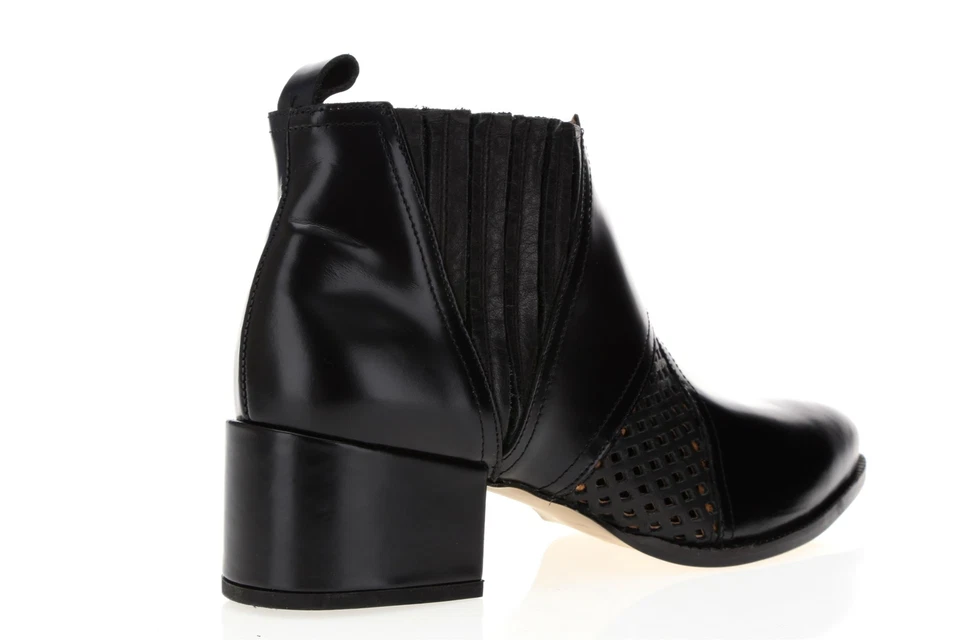 Mujer SIXTY SEVEN Negro Cuero Corto Botines Zapatos Talla EU 37 Foto 3 de 4