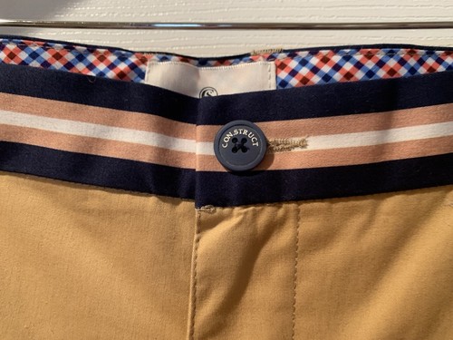 Con.struct Mens Wearhouse Chino Stretch Shorts Brushed Tan Blue Trim 42 NWT - Picture 2 of 11