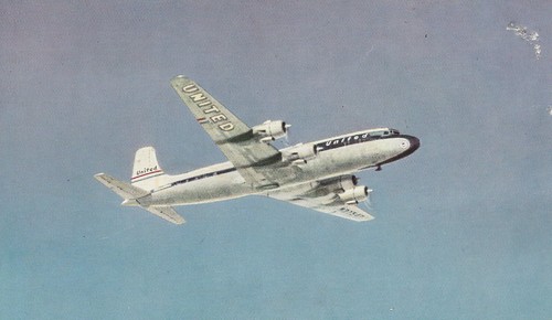 Postal vintage de United Airlines DC-6 Mainliner RPPC P1A