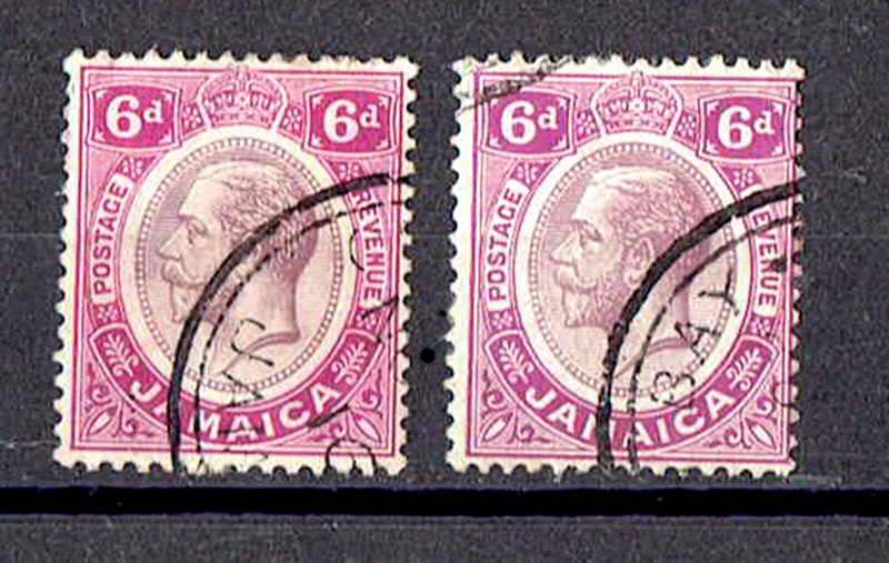 JAMAICA 1912-20, KGV. SG#64a, 64b used
