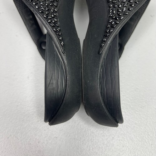 Sandalias Crocs Cleo Diamante brillantes para mujer talla 10 negras doble comodidad - Imagen 14 de 18