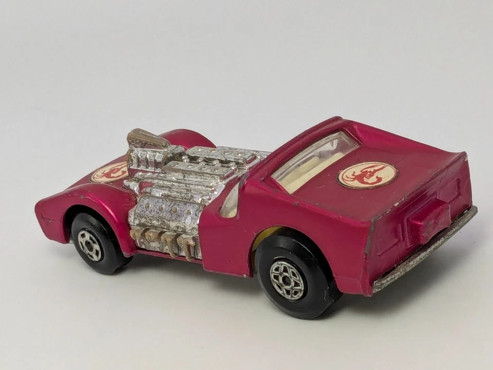 Vintage Matchbox Superfast #19 Road Dragster Purple MAGENTA 1970 Scorpion Decals - Image 3 of 4