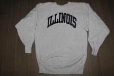 VINTAGE 90s CHAMPION REVERSE WEAVE MENS ILLINOIS SWEATSHIRT ILLINI GRAY LARGE