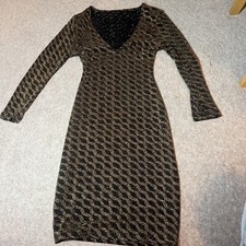 New Look Metallic Dress Long Sleeve Uk Size 8