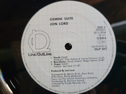 JON LORD GEMINI SUITE IMPORT GERMANY LINE OUTLINE DEEP PURPLE ALBERT LEE - Picture 4 of 4