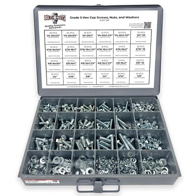 Extensive 574-Piece Zinc Clear Hex Cap Screws and Fasteners
