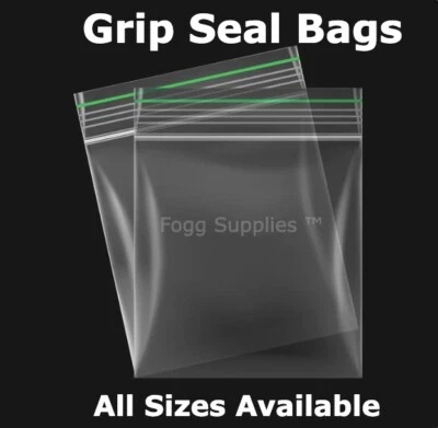 GRIP SEAL BAGS Self Resealable Clear 100% REUSABLE Baggies Zip Lock *All Sizes*