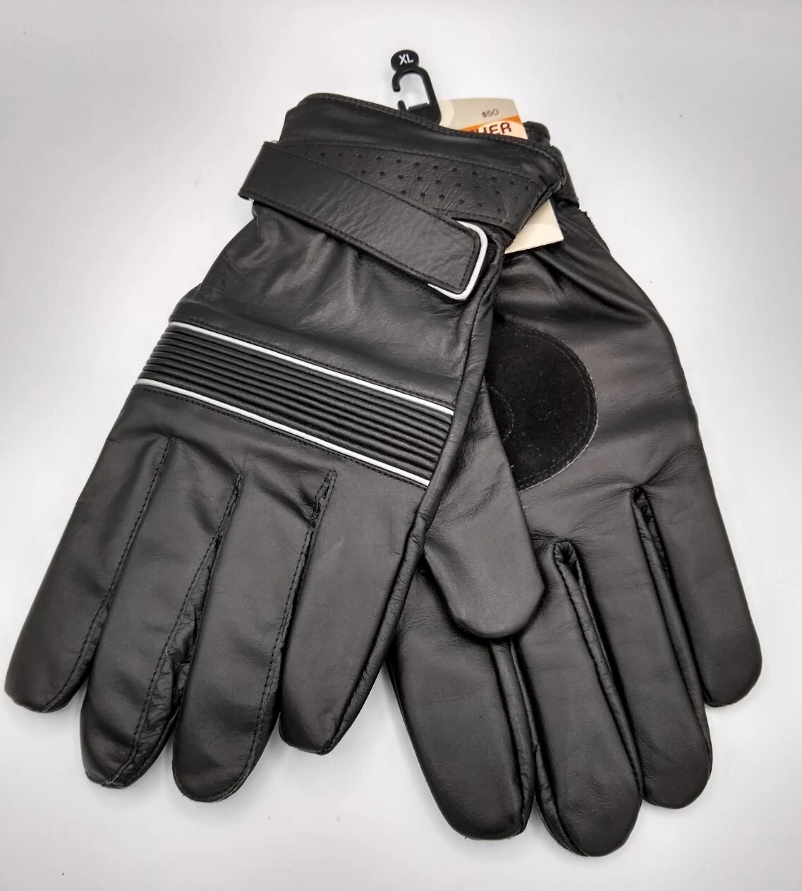 Wilsons Leather Unlined gloves Mens XL black reinforced palm and thumb NOS