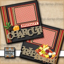 CHARCUTERIE BOARD CHRISTMAS  2 premade scrapbook pages printed DIGISCRAP A0543