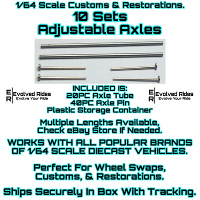 Axles 10 Sets 22mm For 1/64 Scale Custom Restoration Real Rider Hot Wheel