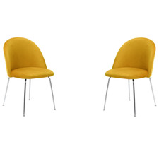 Sedia da pranzo in velluto Giallo con gambe in metallo Cromo - PARIS 2 sedie