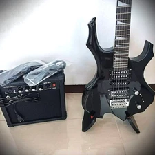 Full-Size Black Electric Guitar Starter Package with 20-watt Amp and Accessories