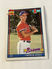 Chipper Jones 1991 Topps RC #333 Original NM-ERROR LG Red Dot on Hat