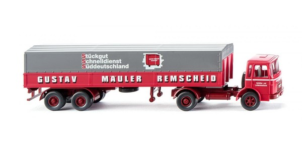 "Wiking 1:87 051502 Pritschensattelzug Man \"Spedition Gustav MäUler\" Neu Ovp"-image
