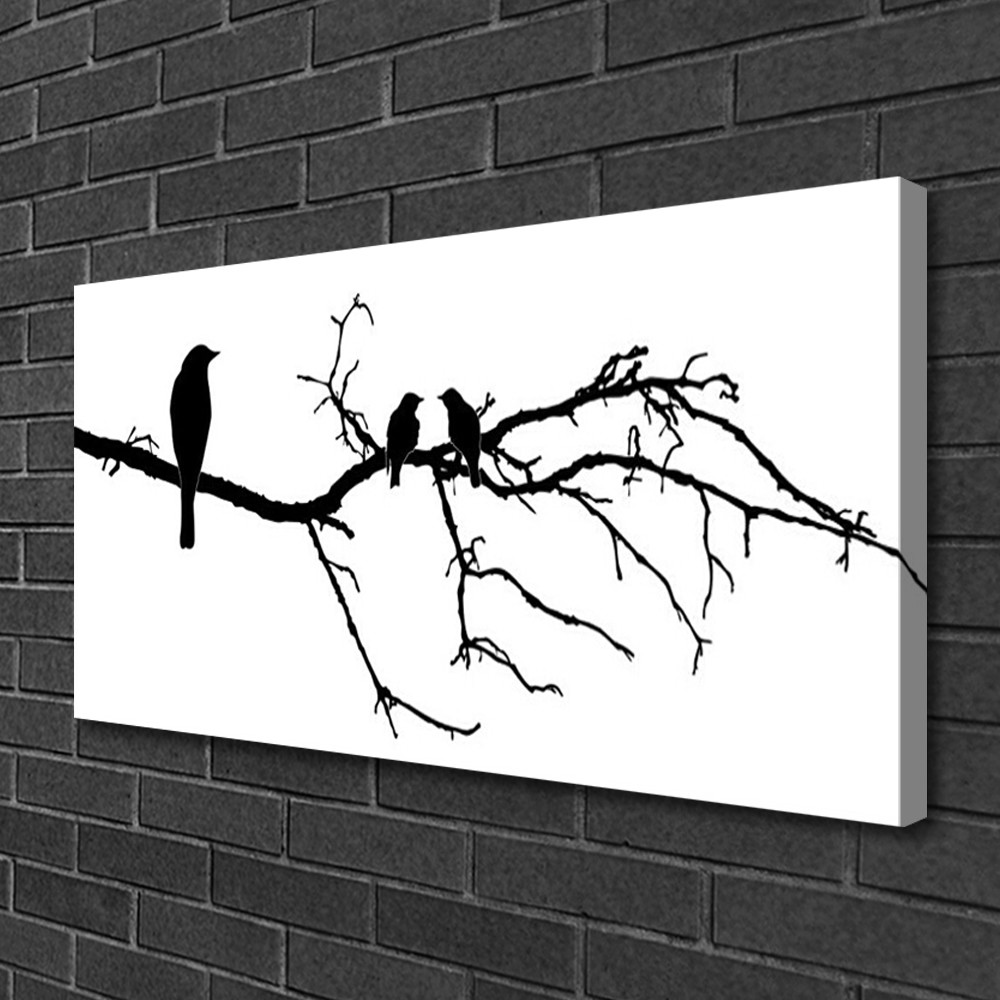 Impression 100x50 oiseaux branche pour habiller un mur vide, décoration sur toile sans reflet