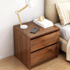 Bedroom Nightstand Walnut Chest with 2 Drawers Bedside Table Cabinet End Table